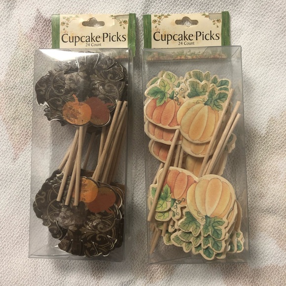Fall Autumn Cupcake Picks - Pumpkins Turkeys - Picture 1 of 5